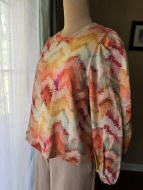 ba&sh Lady Sweatshirt TieDye French Terry Puff Balloon Sleeve Pullover Top Small